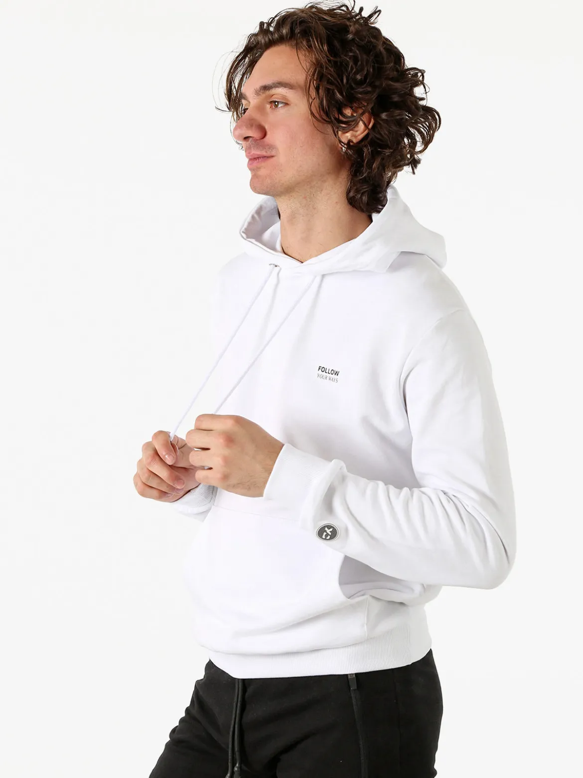 X-Cape Felpa da uomo in cotone con cappuccio - bianco