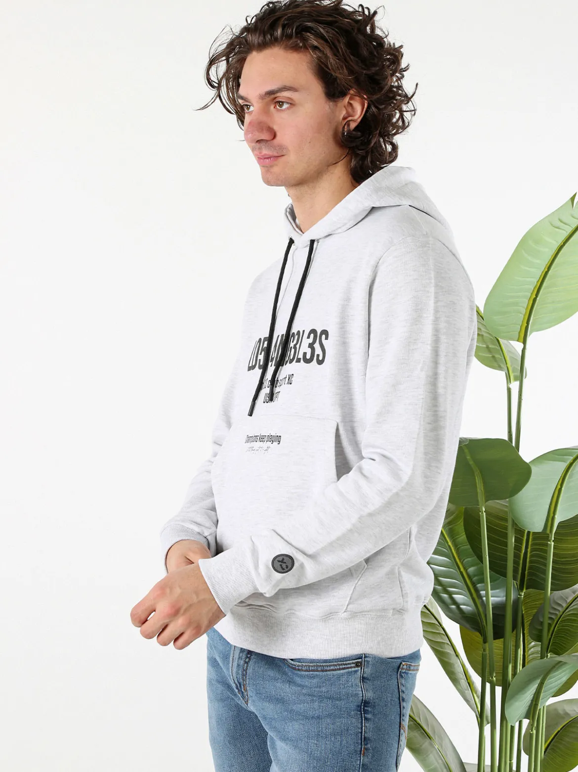 X-Cape Felpa da uomo in cotone con cappuccio e stampa scritta - grigio