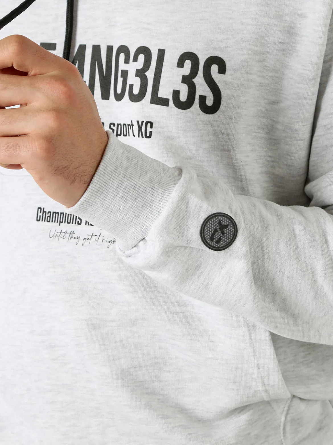 X-Cape Felpa da uomo in cotone con cappuccio e stampa scritta - grigio