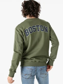 X-Cape Felpa girocollo da uomo in cotone con stampa dietro - militare