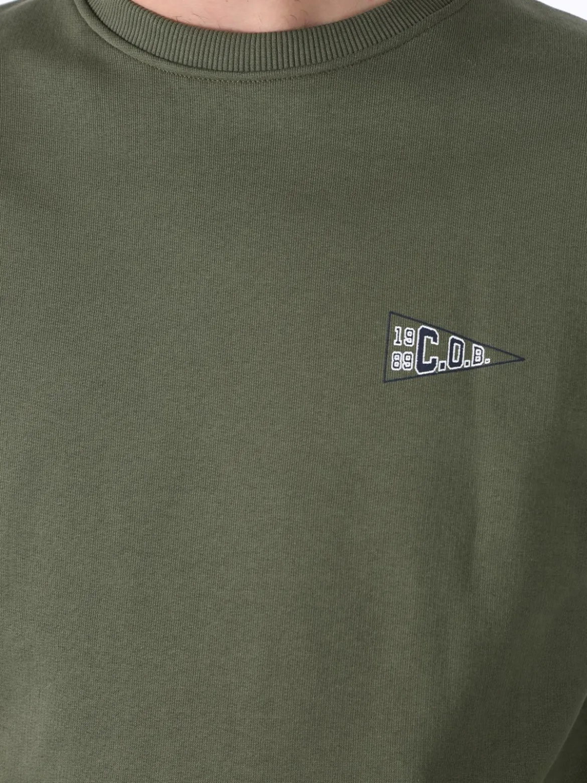 X-Cape Felpa girocollo da uomo in cotone con stampa dietro - militare