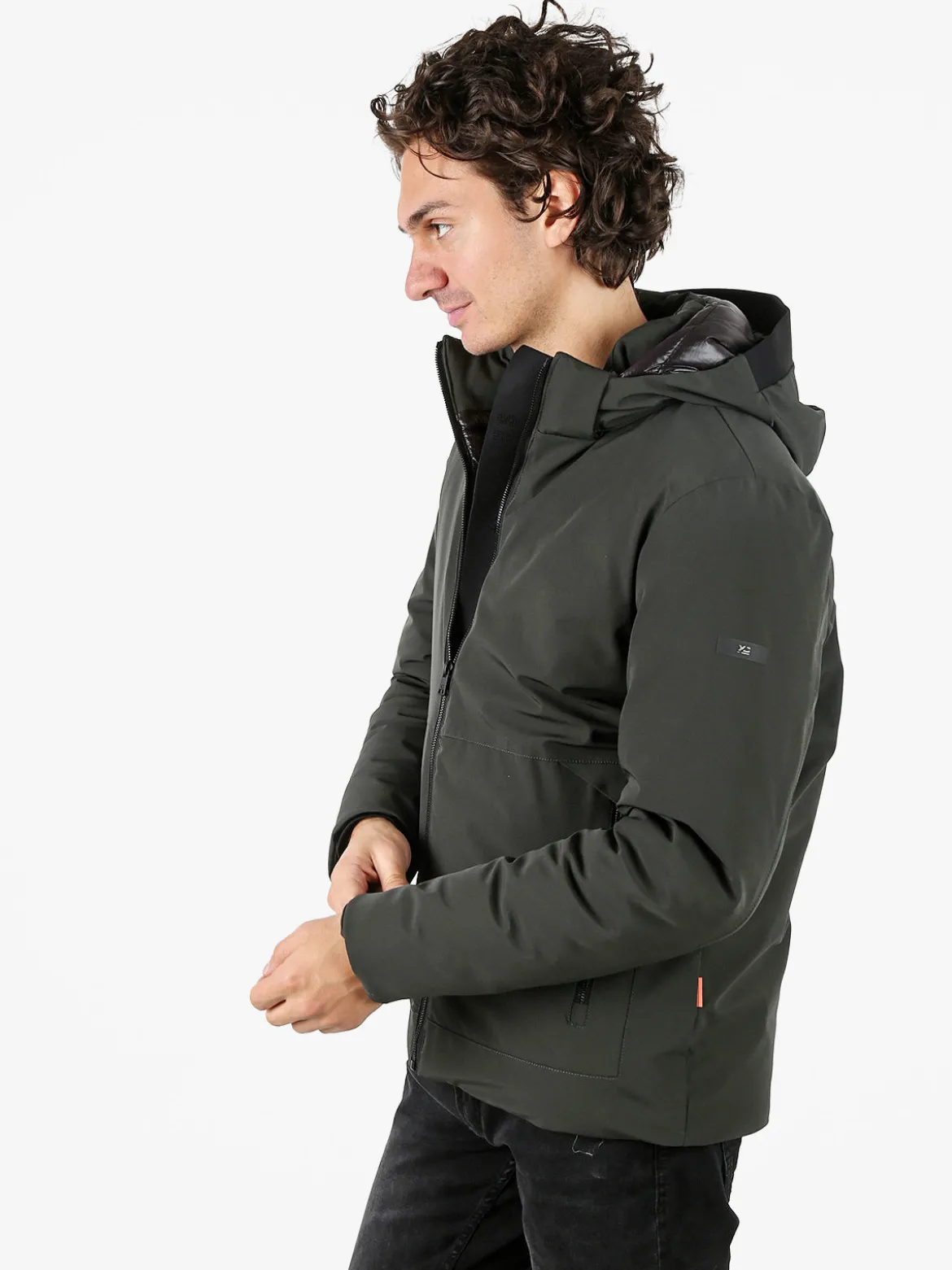 X-Cape Giubbotto uomo imbottito con cappuccio e zip - militare