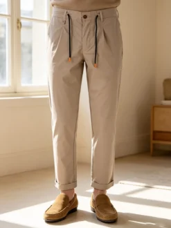 X-Cape Pantaloni da uomo in cotone tecnico con coulisse - sabbia