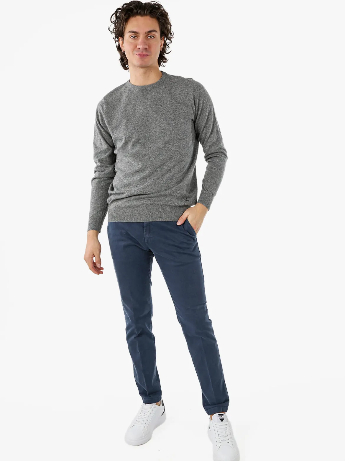 X-Cape Pantaloni uomo slim fit con stampa micro texture - blu