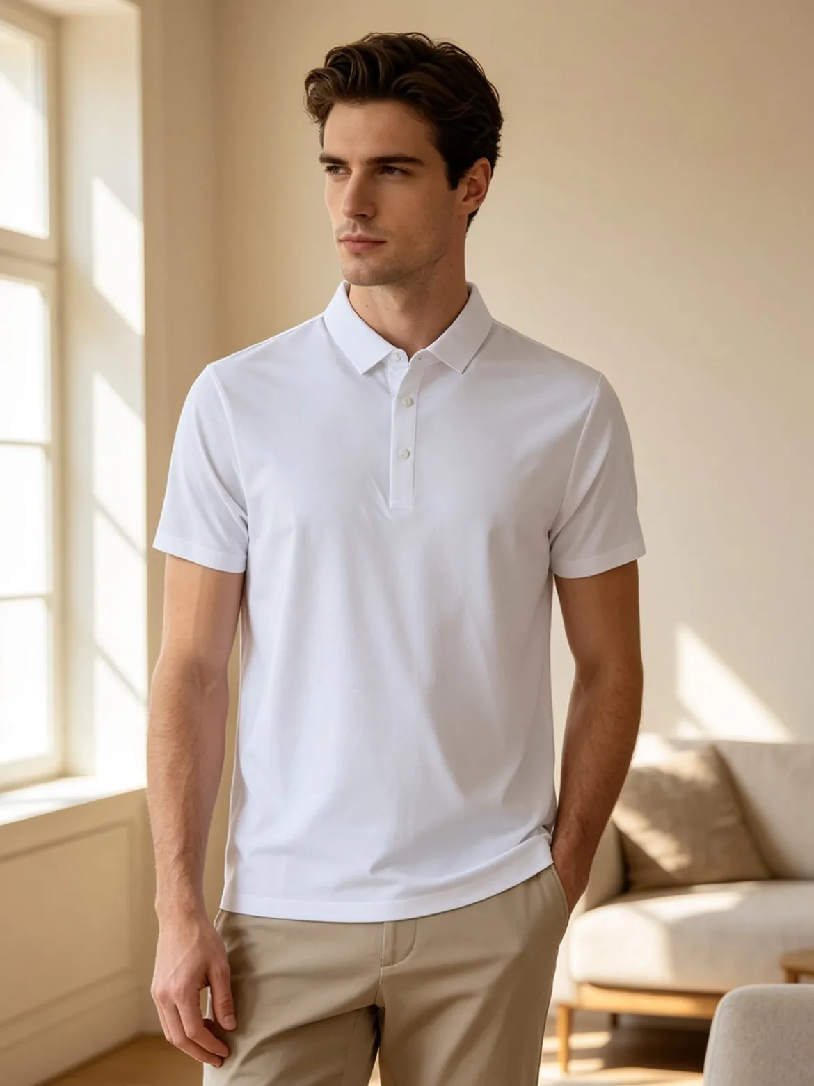 X-Cape Polo da uomo a maniche corte in tessuto tecnico - bianco