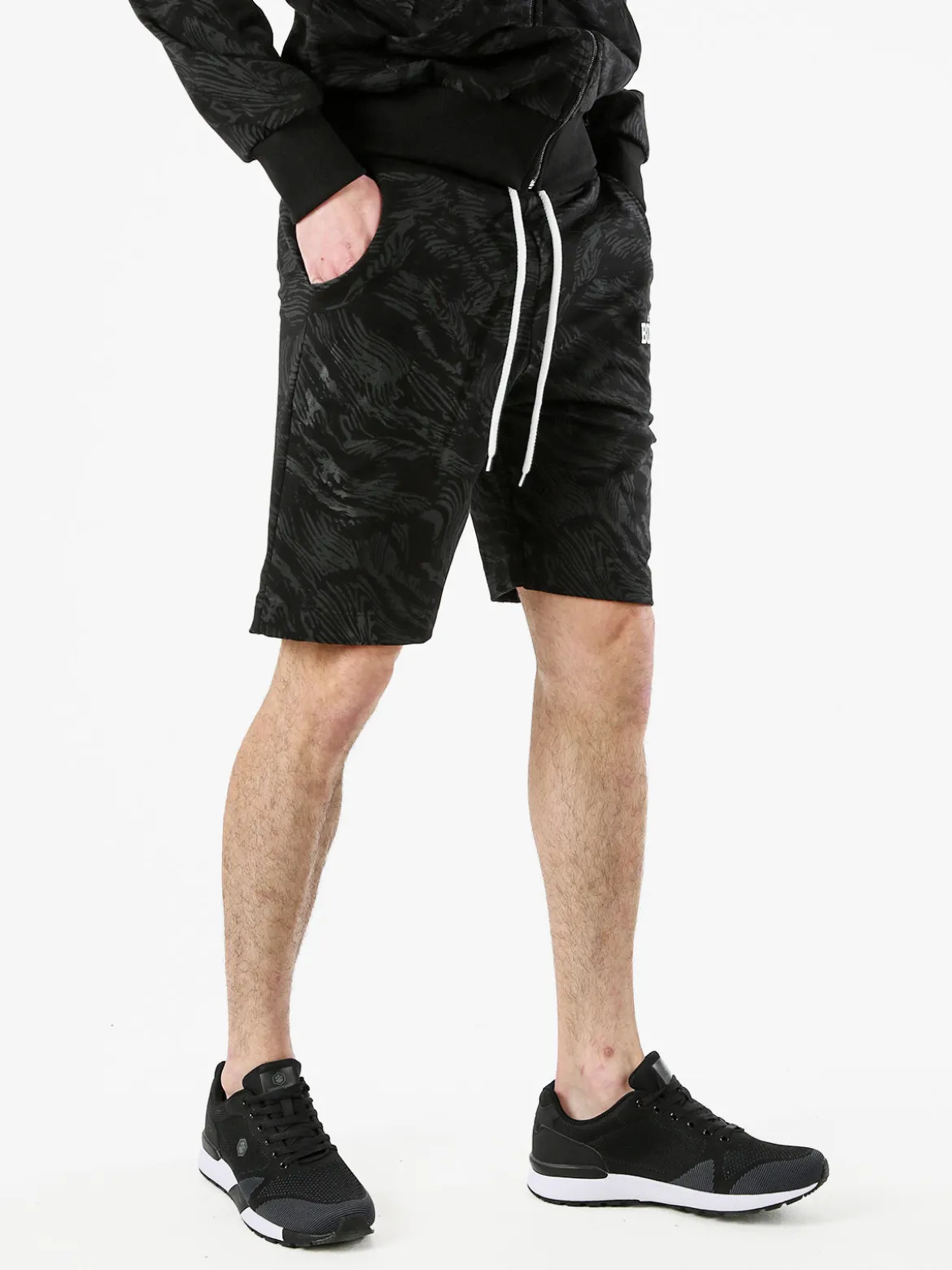 Xtreme Boxing Bermuda sportivi da uomo con coulisse e stampe - nero