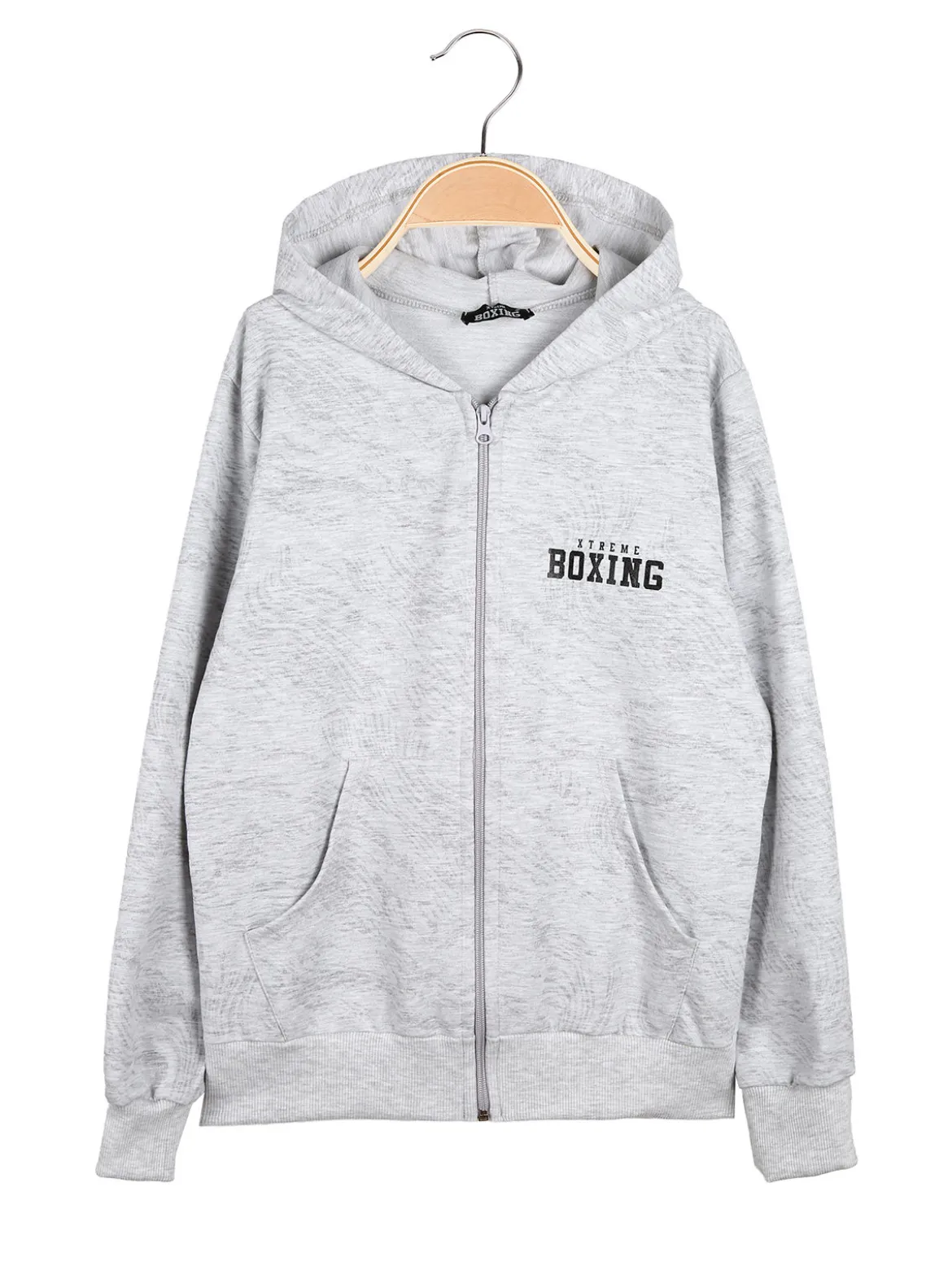 Xtreme Boxing Felpa da ragazzo in cotone con cappuccio e zip - grigio