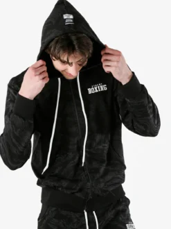 Xtreme Boxing Felpa da uomo in cotone con cappuccio e zip - nero
