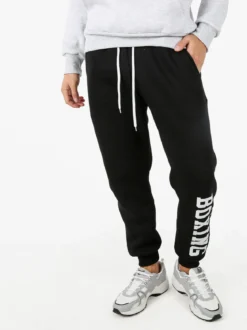 Xtreme Boxing Pantaloni tuta da uomo felpati con logo - nero