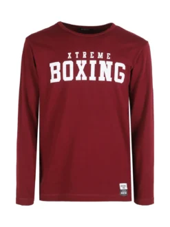 Xtreme Boxing T-shirt da uomo a maniche lunghe con logo - bordeaux
