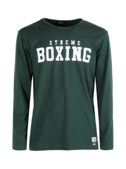 Xtreme Boxing T-shirt da uomo a maniche lunghe con logo - verde