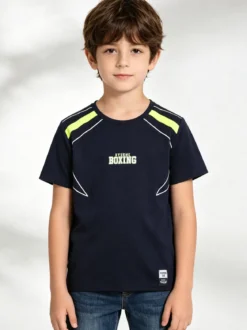 Xtreme Boxing T-shirt girocollo da ragazzo in cotone con logo - blu scuro