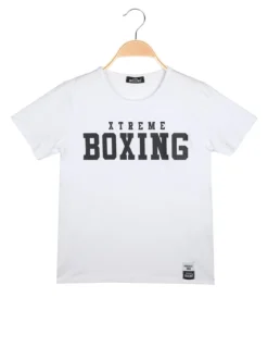 Xtreme Boxing T-shirt girocollo da ragazzo in cotone con logo - bianco