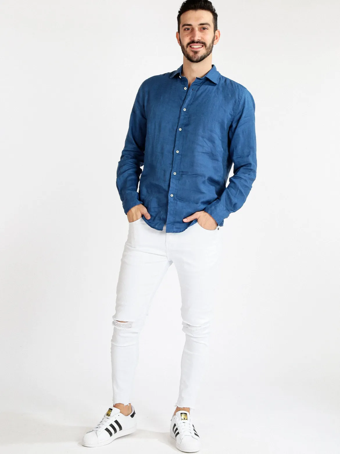 Yes Design Pantaloni bianchi da uomo in cotone