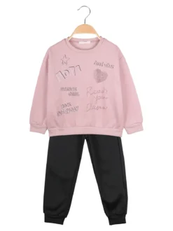 Yes! Do Kid'S Completo 2 pezzi da bambina con felpa e pantalone - rosa