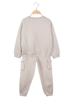Yes! Do Kid'S Completo tuta da bambina felpata 2 pezzi con pantaloni cargo - beige