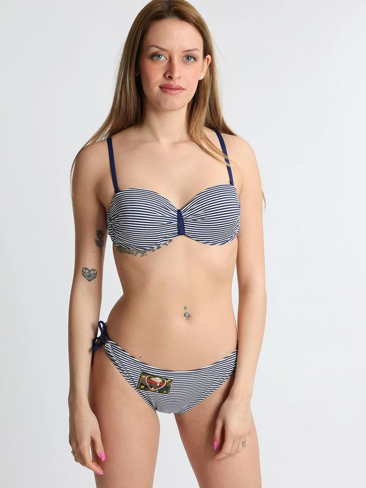 Y&M Bikini a fascia imbottito a fantasia rigata