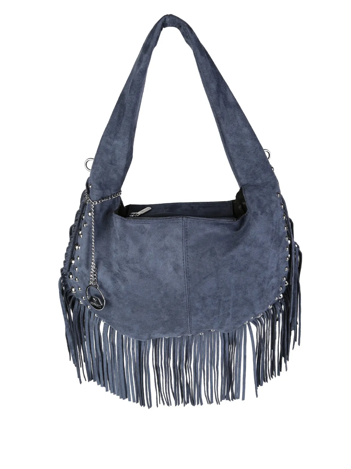 You Young Coveri Borsa a spalla da donna con frange e borchie - blu scuro