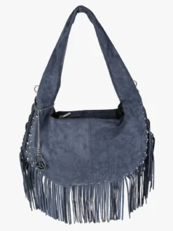 You Young Coveri Borsa a spalla da donna con frange e borchie - blu scuro