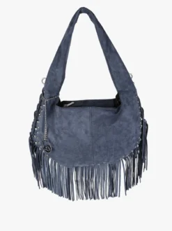 You Young Coveri Borsa a spalla da donna con frange e borchie - blu scuro