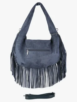 You Young Coveri Borsa a spalla da donna con frange e borchie - blu scuro