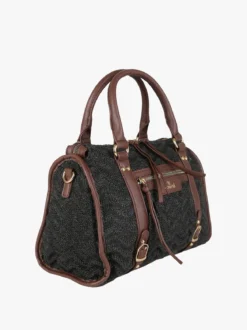You Young Coveri Borsa bauletto da donna in maglia intrecciata con dettagli in ecopelle - nero