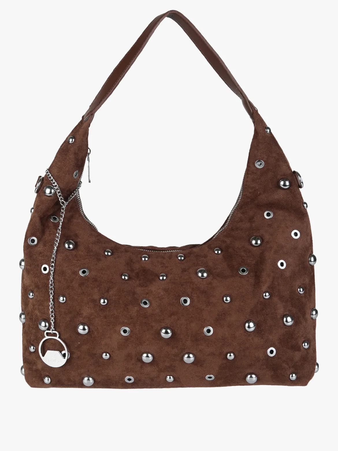 You Young Coveri Borsa hobo da donna in tessuto scamosciato con borchie - moro