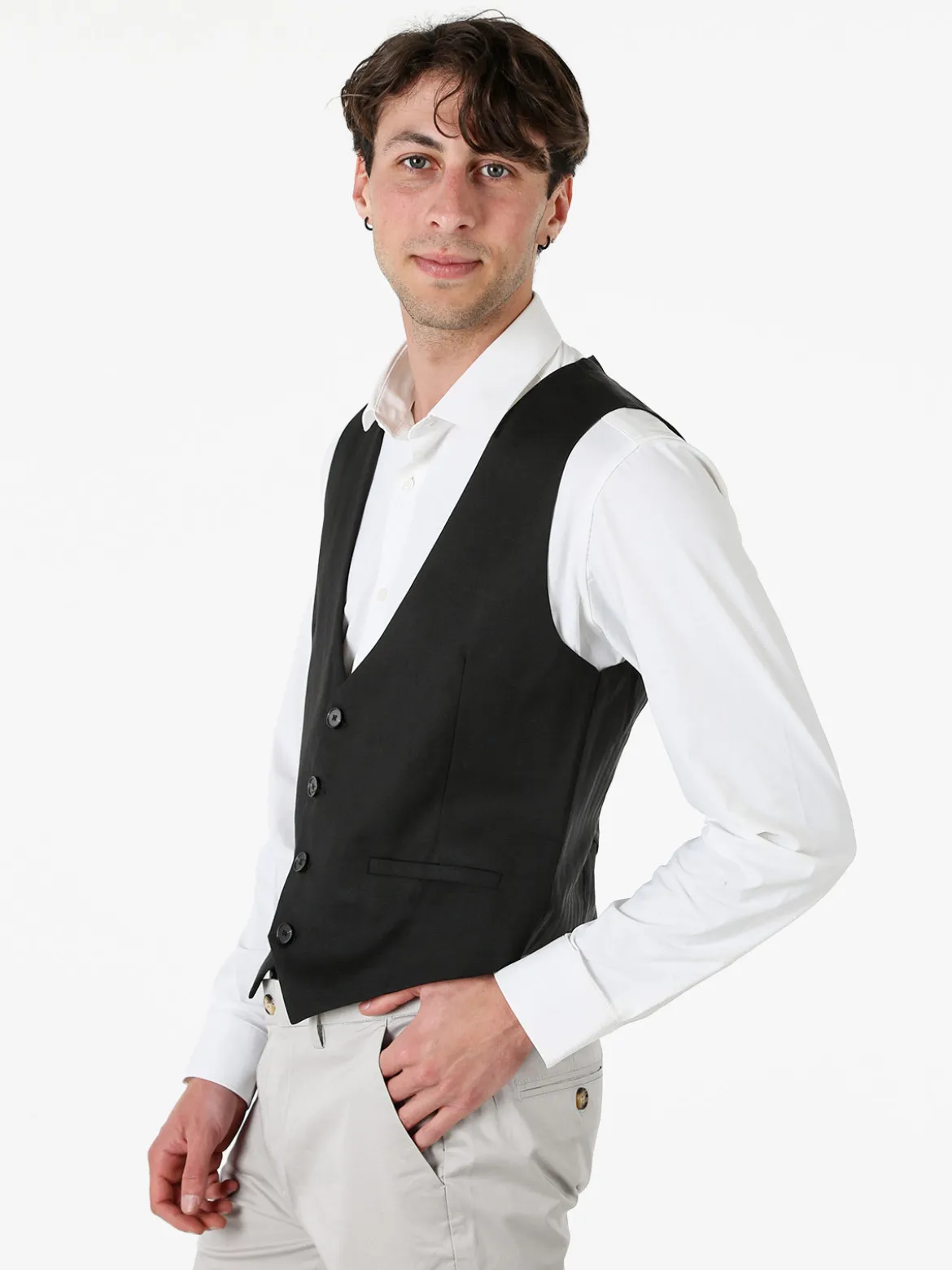 Y.T Jeans Gilet classico da uomo con bottoni - nero