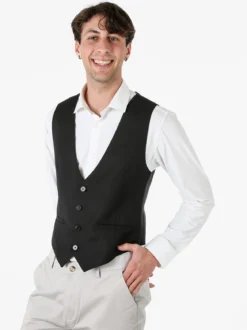 Y.T Jeans Gilet classico da uomo con bottoni - nero