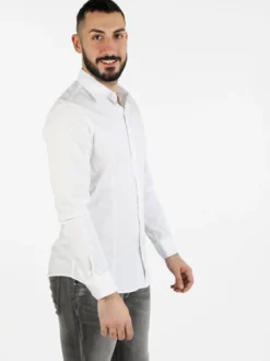 Y.Two Camicia da uomo in misto cotone a maniche lunghe