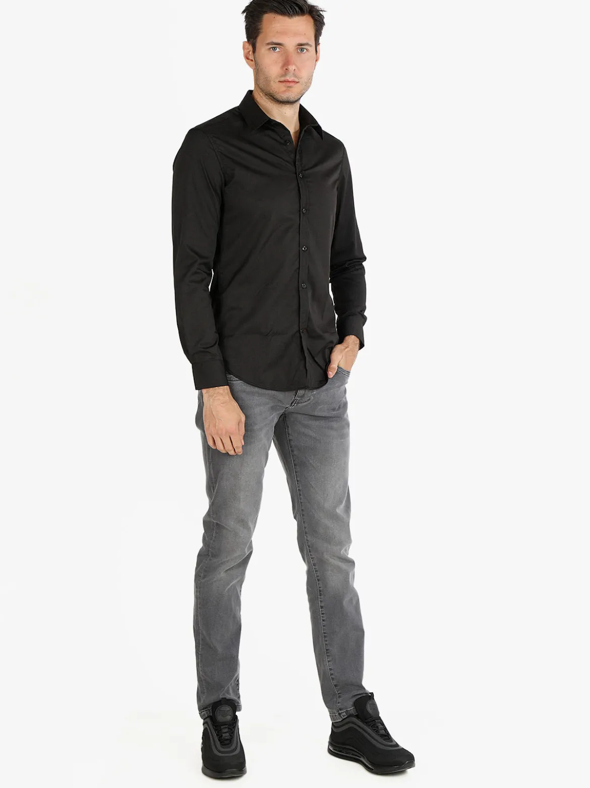 Y.Two Camicia da uomo slim fit a maniche lunghe