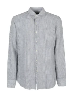 Y.Two Camicia in lino da uomo a fantasia rigata