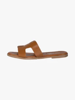 Zantea Ciabatte in pelle da donna con fascia ad H - marrone