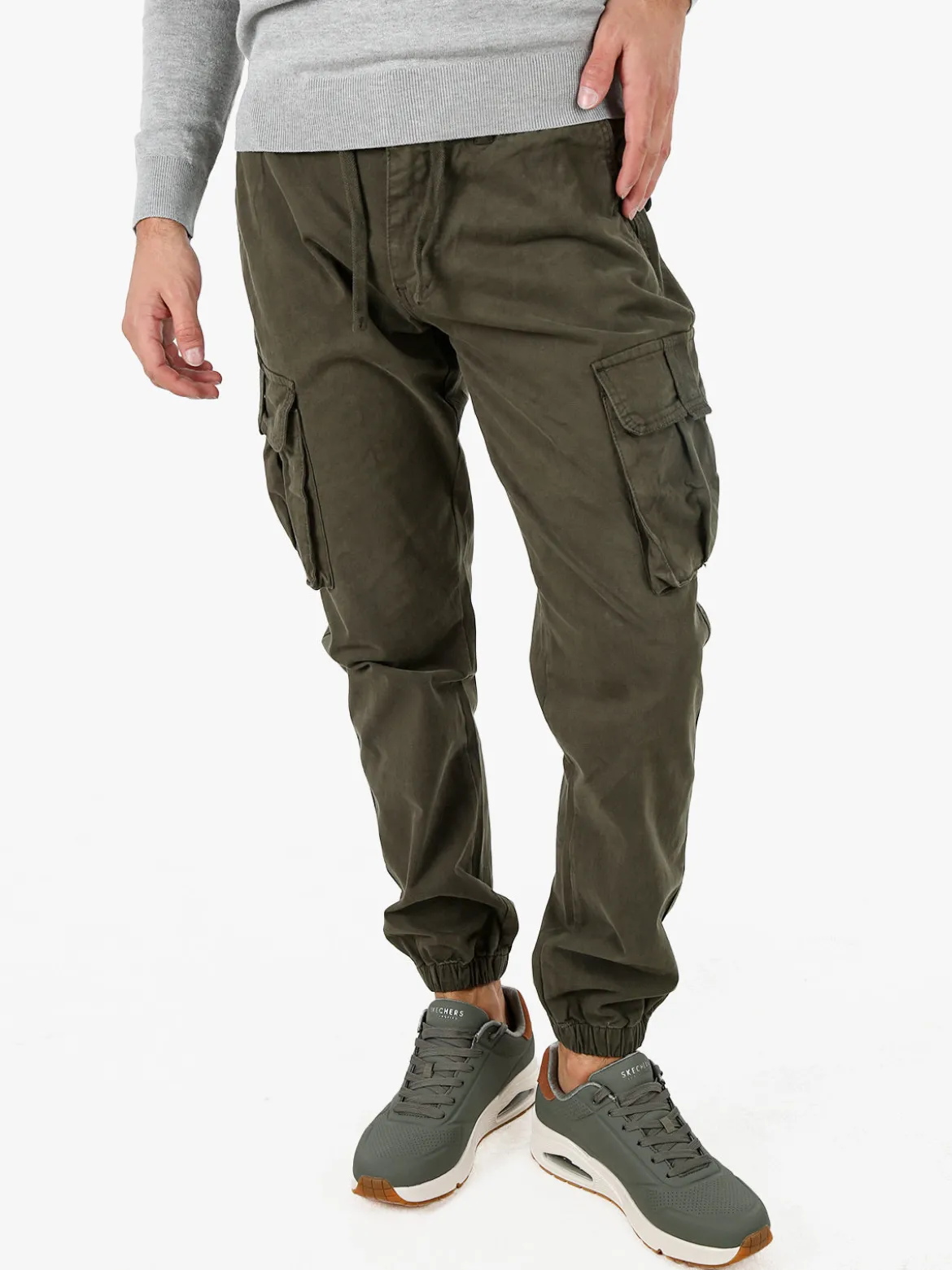 Zeta Pantaloni cargo da uomo con coulisse - militare
