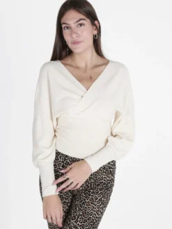 Z Studio Maglia donna con scollo a V e maniche a pipistrello